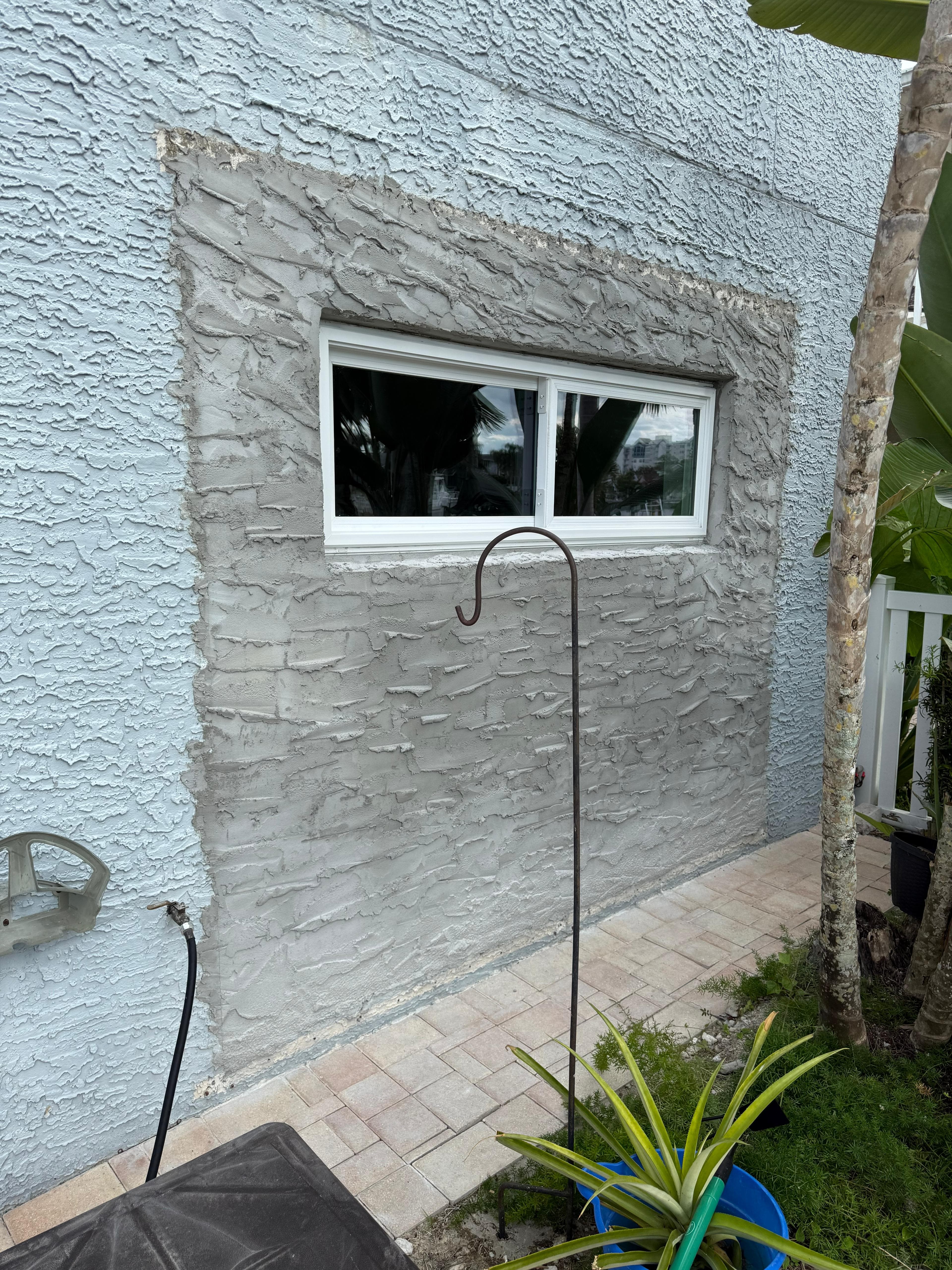 Wall after stucco and painting